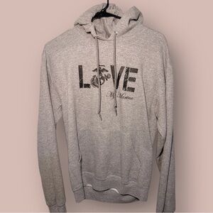 Gray Love My Marine Graphic Hoodie